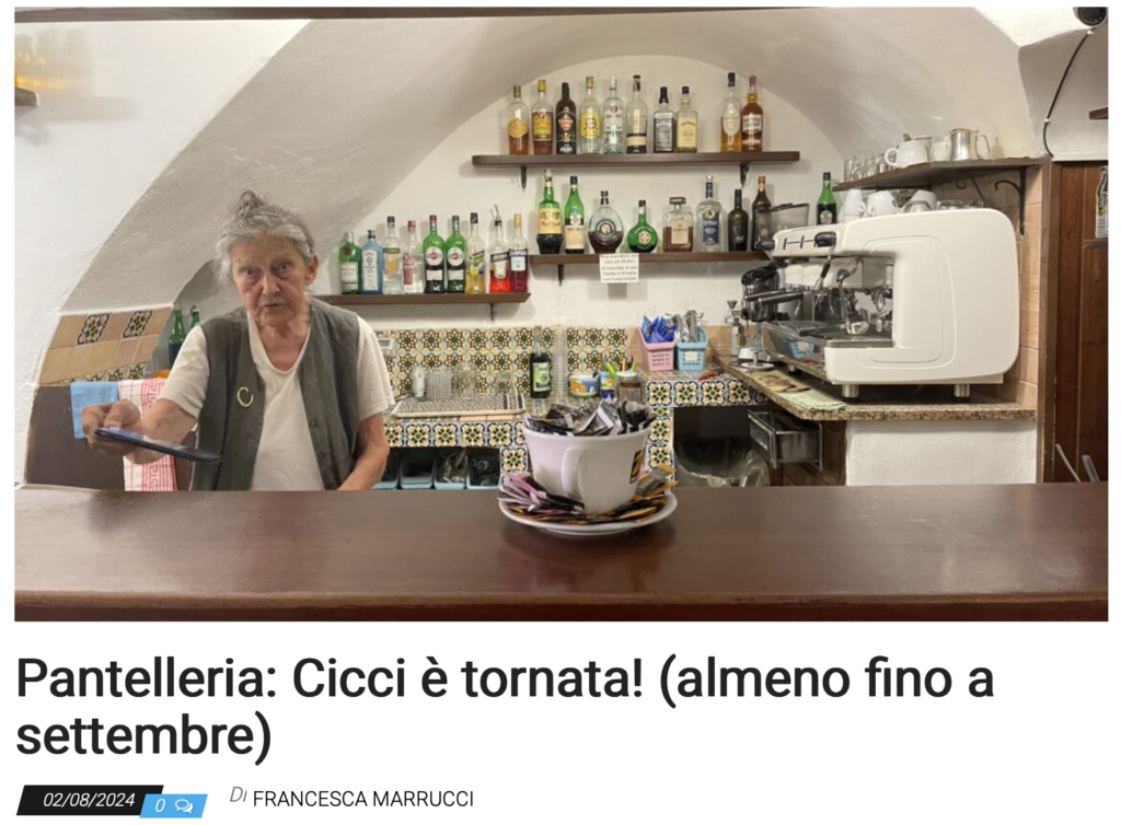 Cicci è tornata Pantelleria